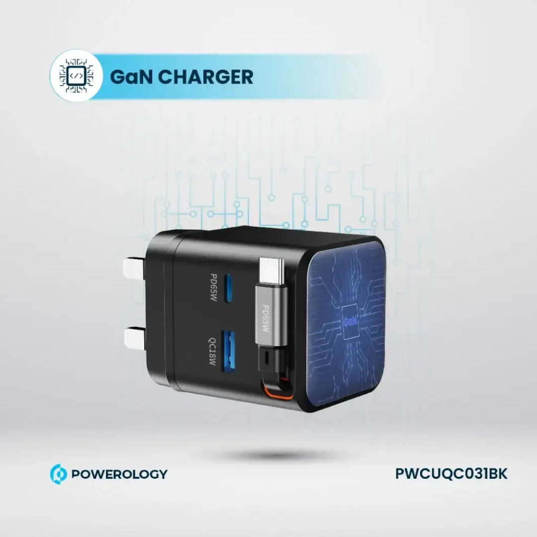 Powerology Retractable GaN Charger