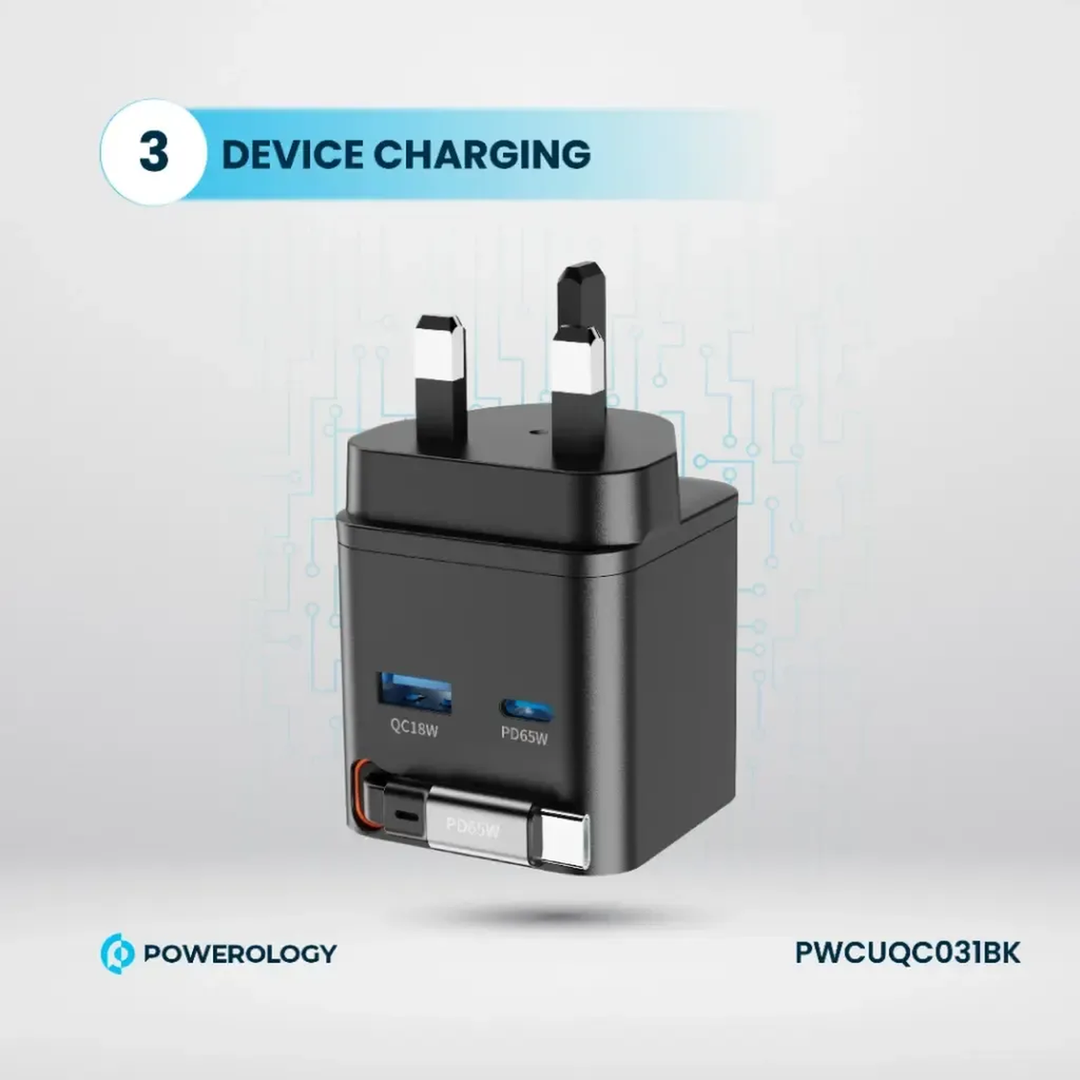 Powerology Retractable GaN Charger