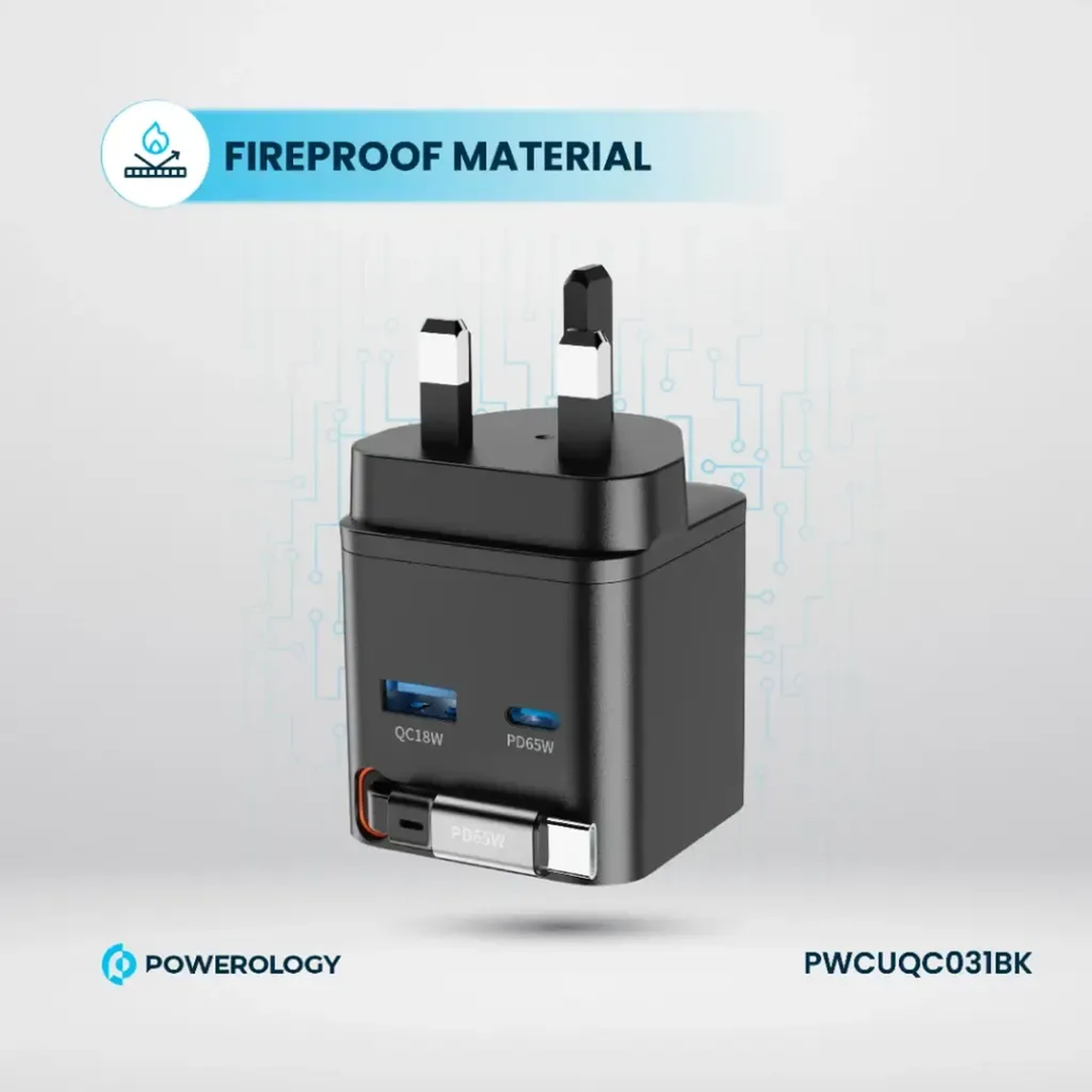 Powerology Retractable GaN Charger