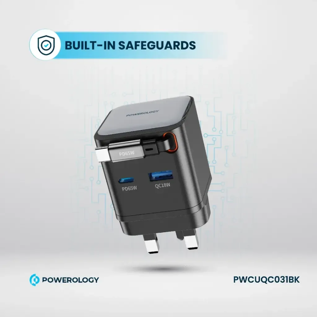 Powerology Retractable GaN Charger