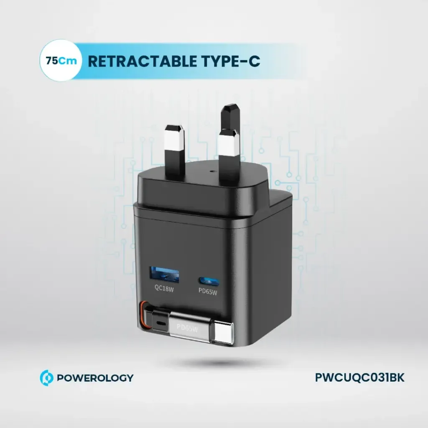 Powerology Retractable GaN Charger Powerology Retractable GaN Charger
