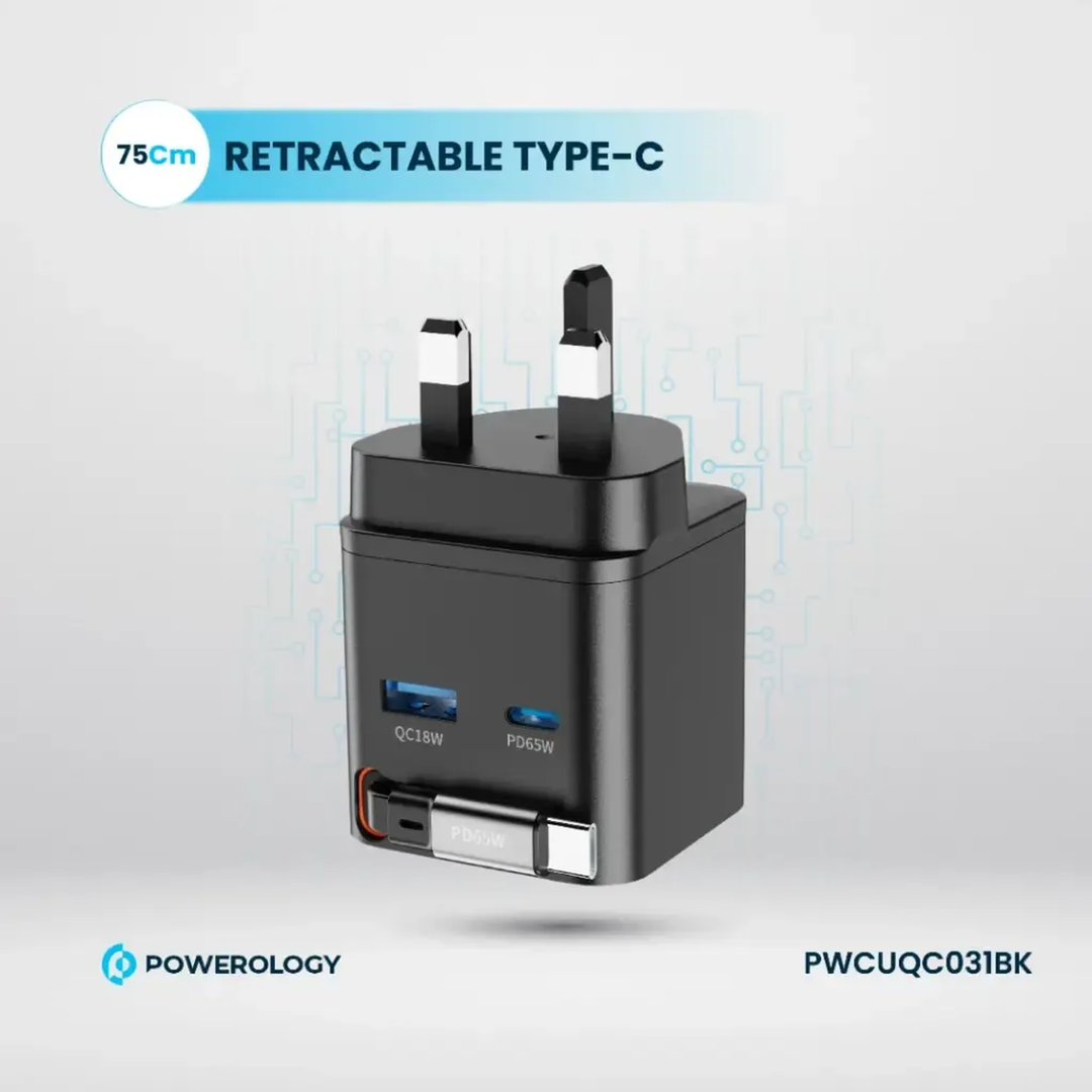 Powerology Retractable GaN Charger