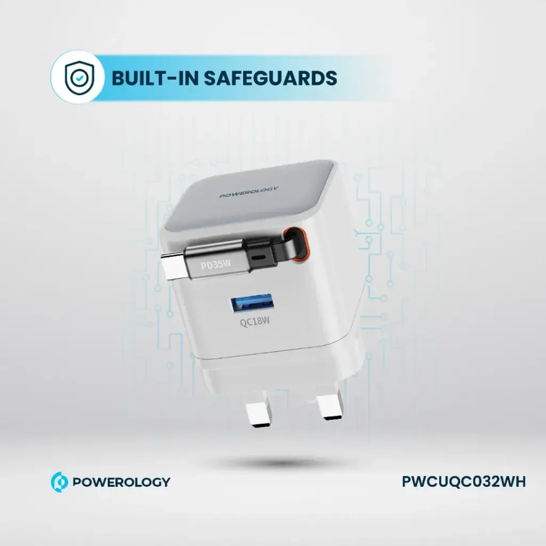 Powerology Retractable GaN Charger