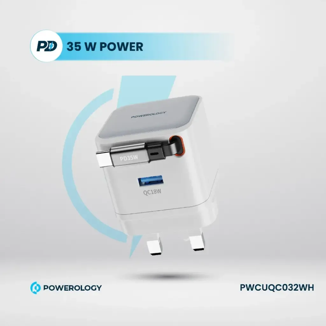Powerology Retractable GaN Charger