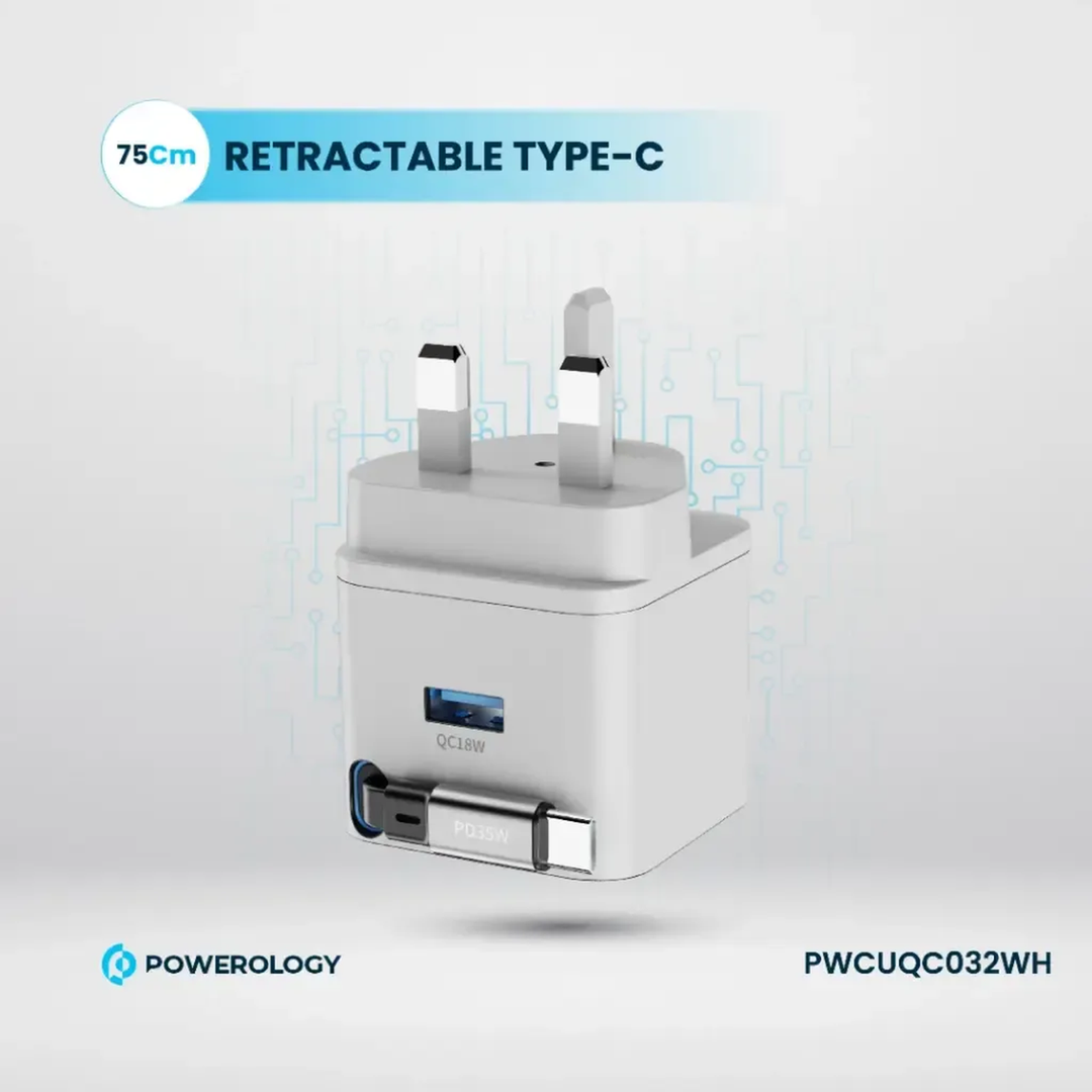 Powerology Retractable GaN Charger