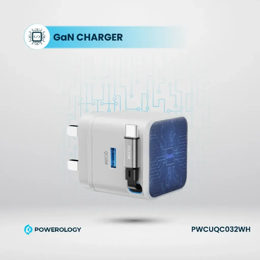 Powerology Retractable GaN Charger