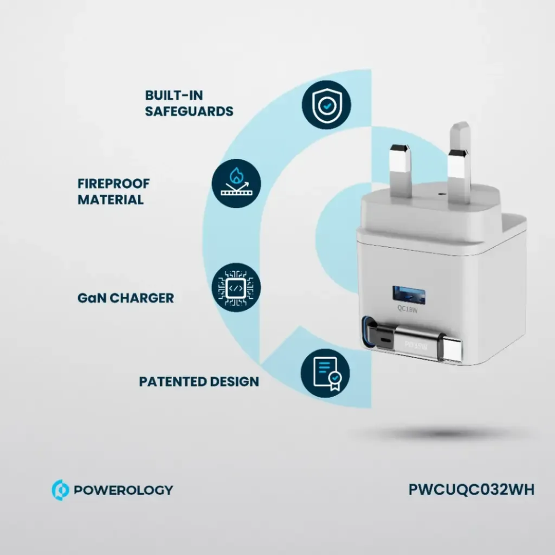Powerology Retractable GaN Charger