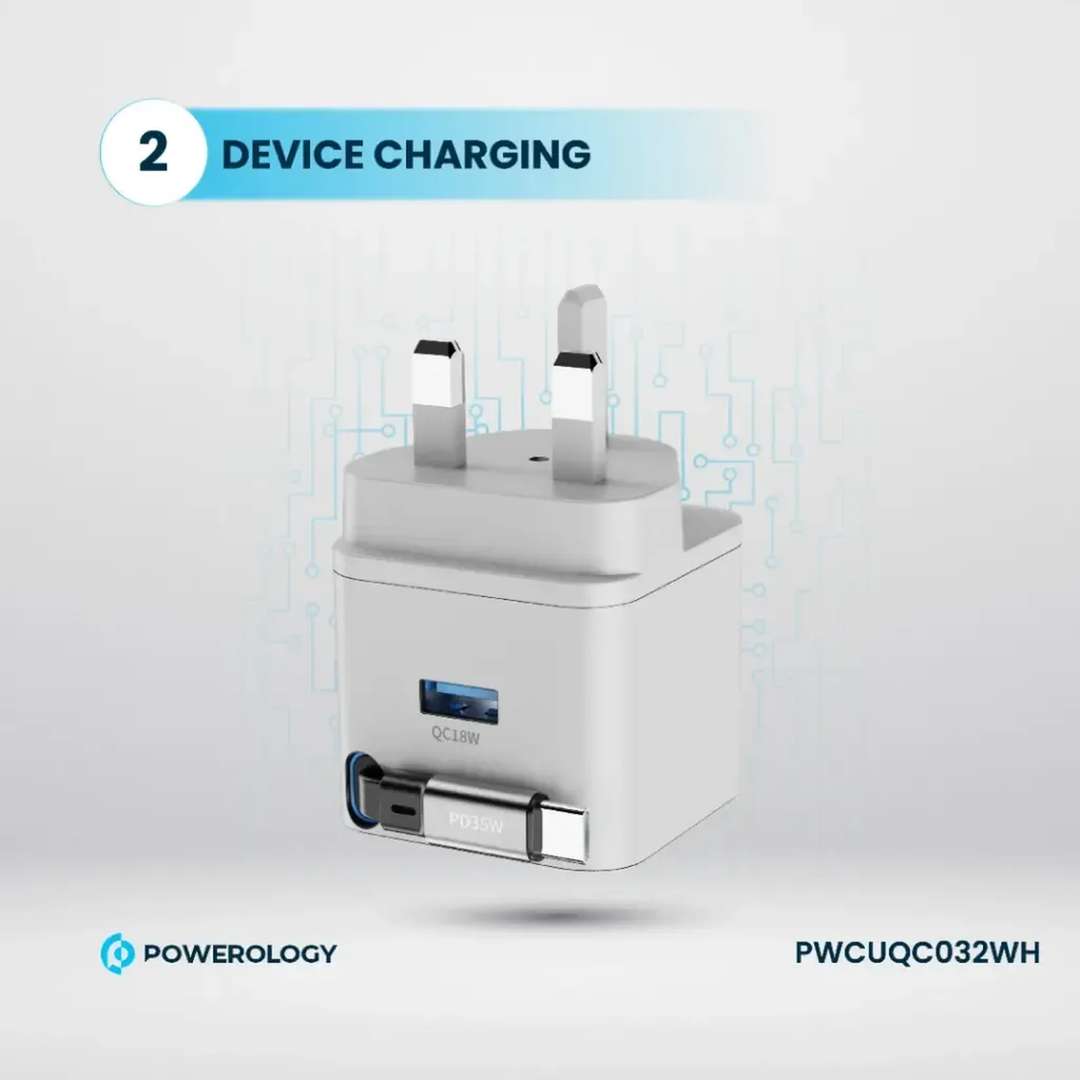 Powerology Retractable GaN Charger