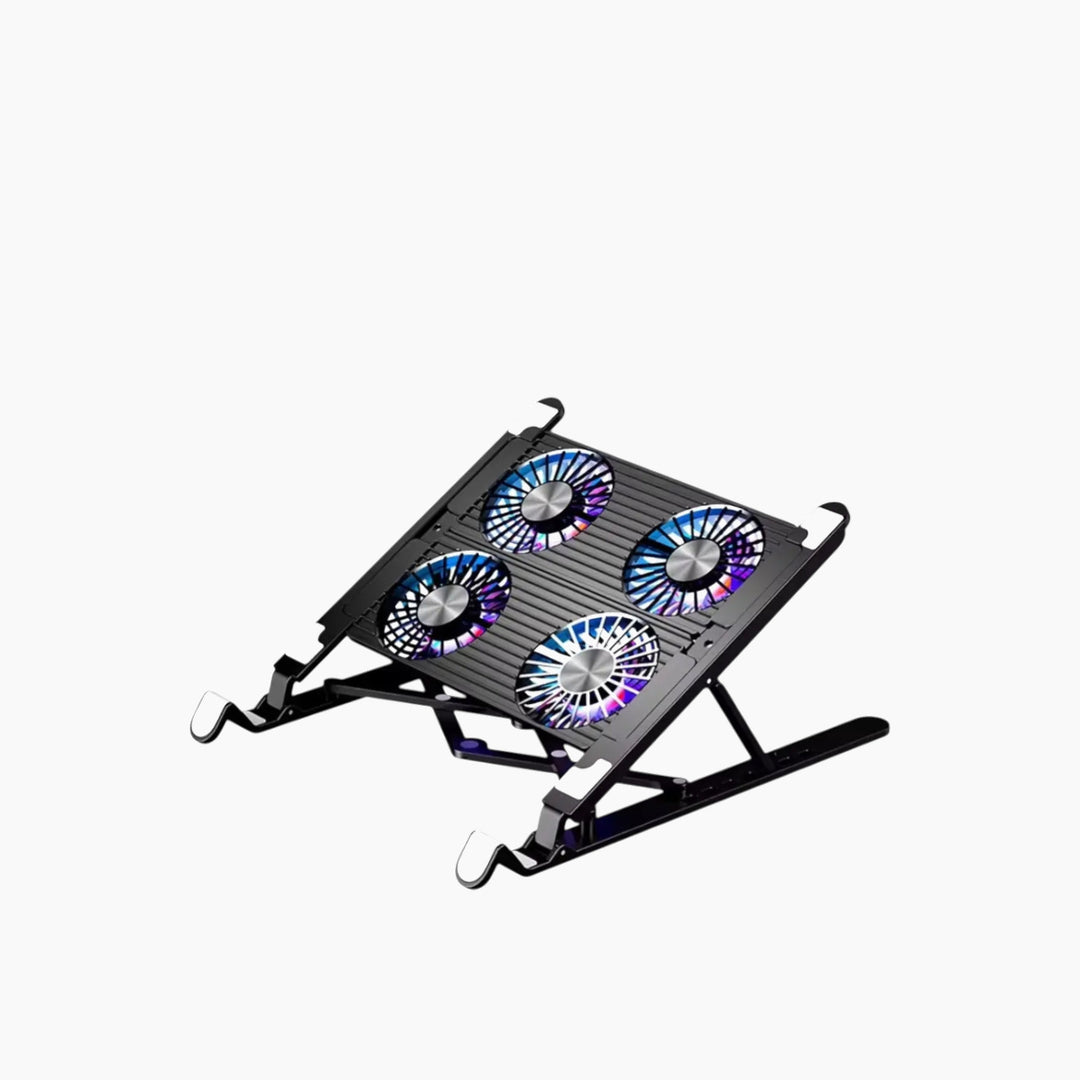 Foldable laptop stand with 7 adjustable height levels and 2 cooling fans