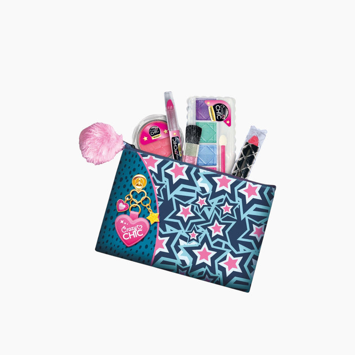 Clementoni Crazy Chic Pochette makeup bag with charm and pompom zipper