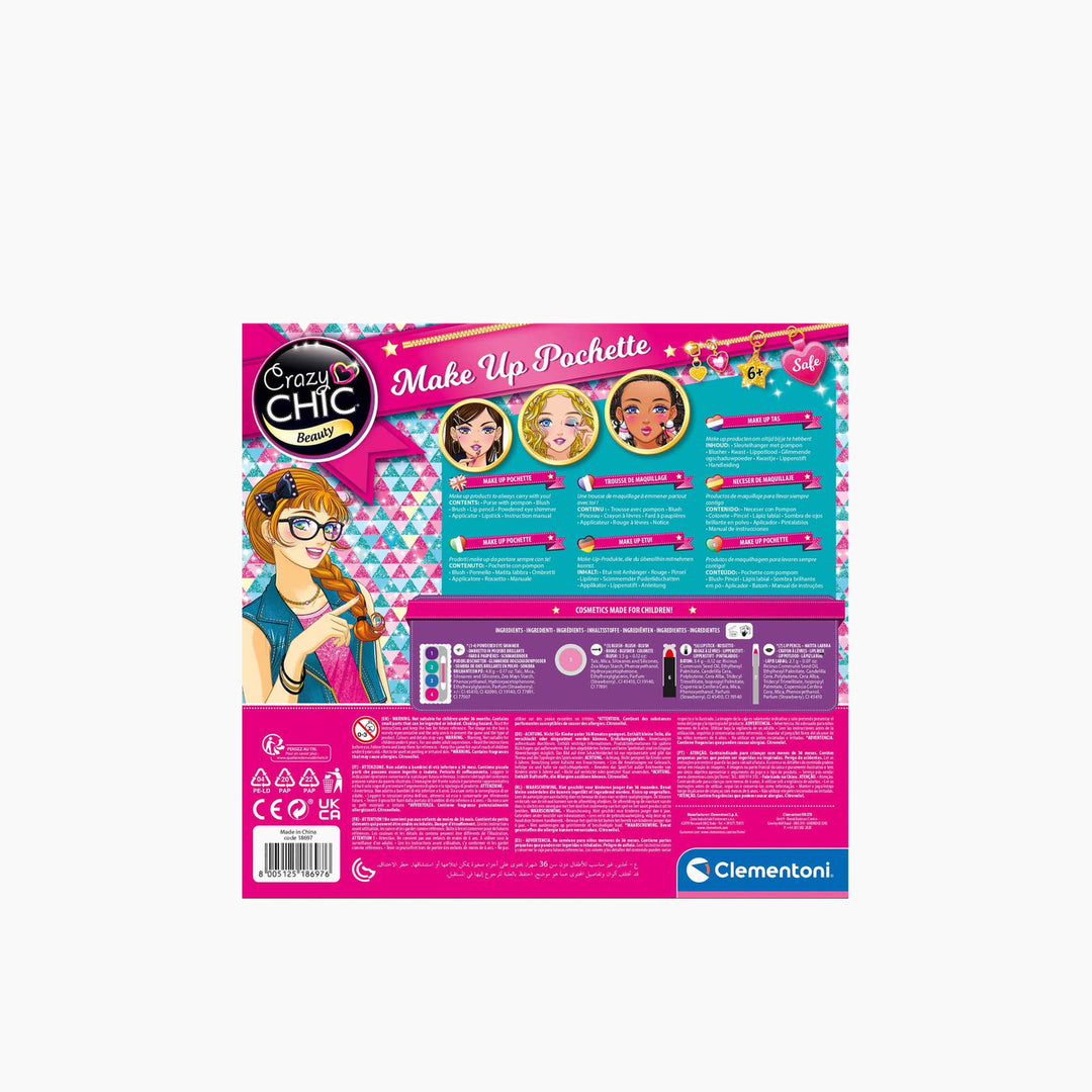 Clementoni Crazy Chic Pochette makeup bag with removable charm