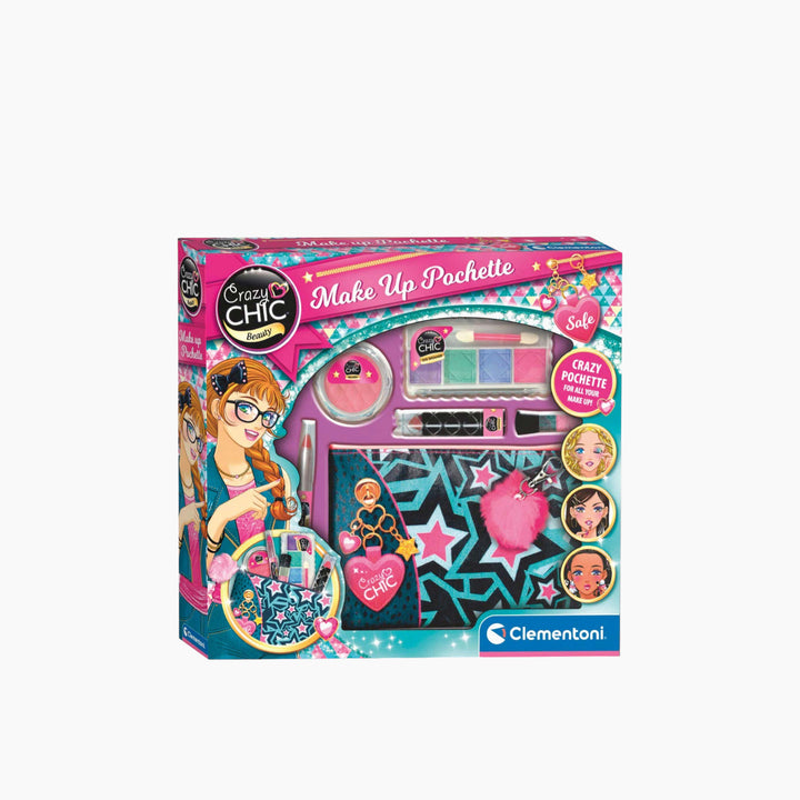 Clementoni Crazy Chic Pochette Make Up Bag with decorative charm