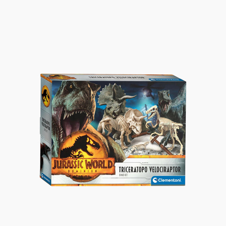 Clementoni Jurassic World 3 Dinosaur Figure Set – Triceratops &amp; Velociraptor