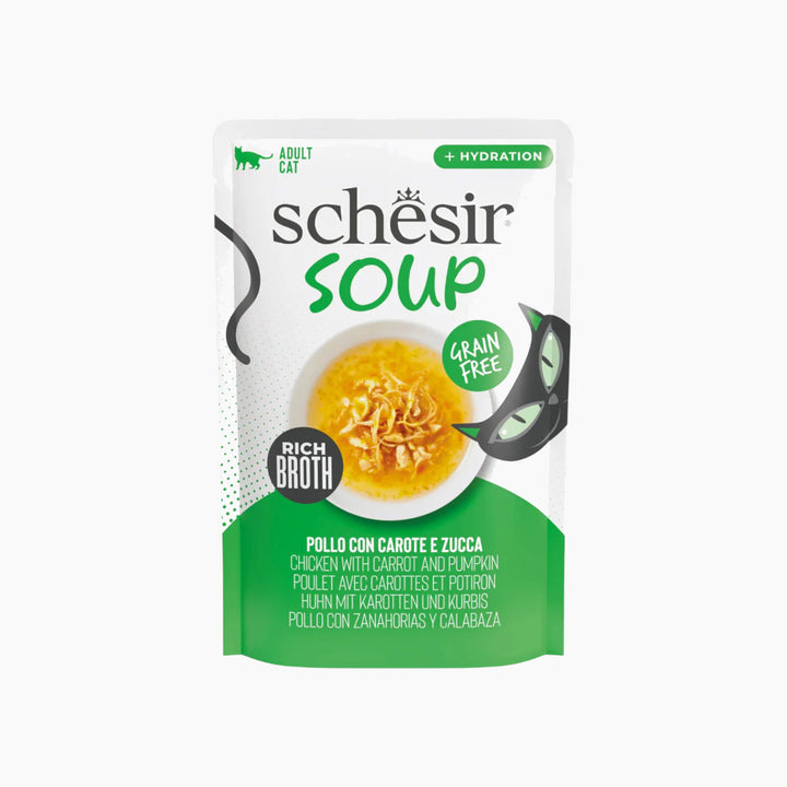 Schesir cat food pouch with chicken and pumpkin