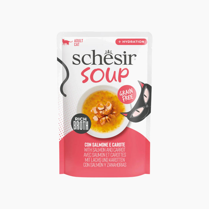 Schesir cat food pouch with salmon and carrots