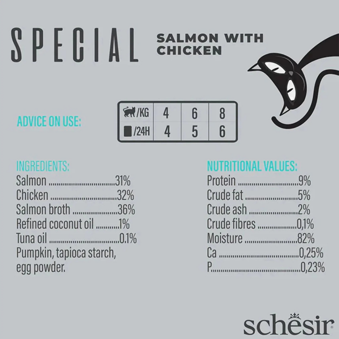 Schesir cat pouch skin &amp; coat mousse with salmon