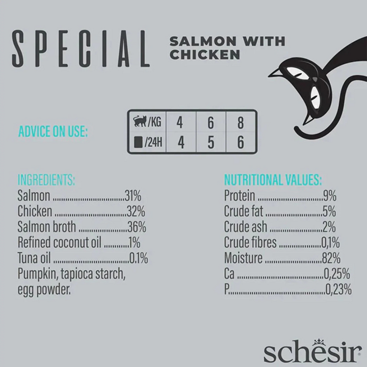 Schesir cat pouch skin &amp; coat mousse with salmon