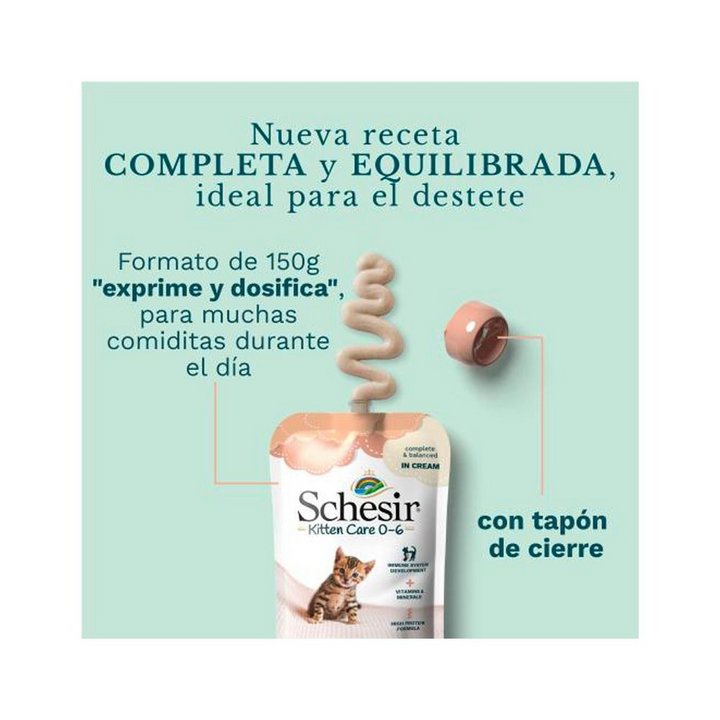 Schesir Kitten Pouch Cream 0-6 20x150 gm - HUNA