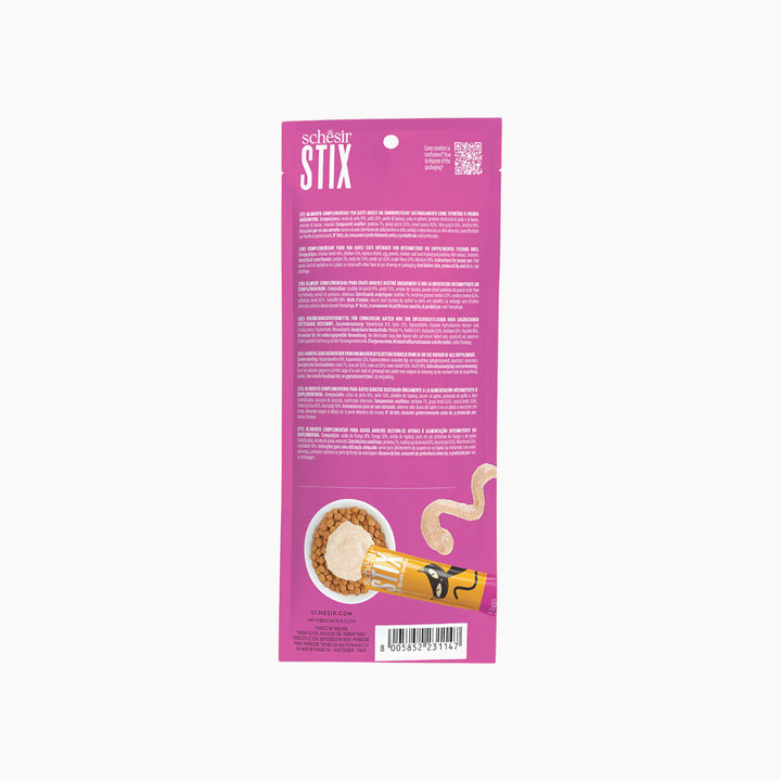 Schesir Stix Salmon cat treats in 12x6x15 gm pouches