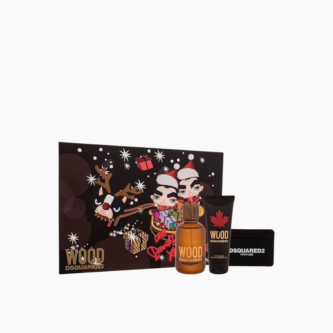 Dsquared2 Original Wood EDT 100Ml + Shower Gel 100Ml + Card Holder Gift Set For Men