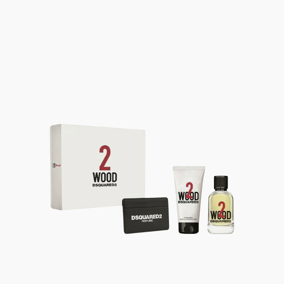 Dsquared2 2 Wood EDT 100Ml + Shower Gel 100Ml Card Holder Gift Set For Men