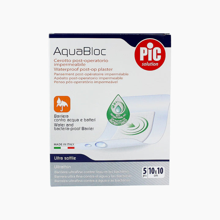 Pic Solution Aquabloc Antibacterial Plasters 10x10cm 5PCS
