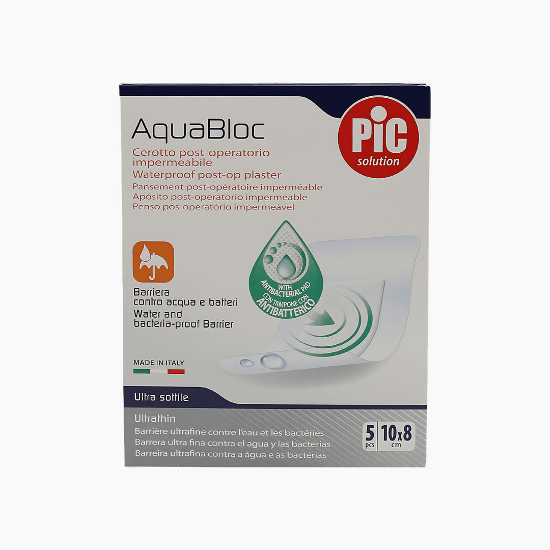 Pic Solution Aquabloc Antibacterial Plasters 10x8cm 5PCS