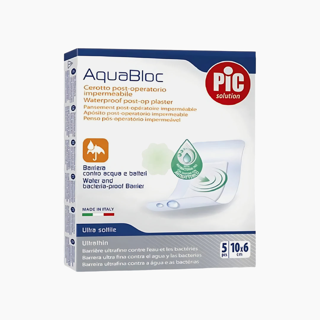 Pic Solution Aquabloc Antibacterial Plasters 10x6cm 5PCS - HUNA