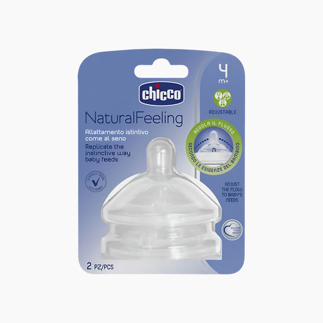 حلمة شيكو ناتشورال فيلينج 4 شهور فما فوق، بتدفق قابل للتعديل، قطعتين