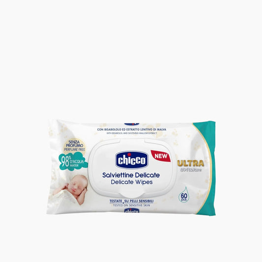 Chicco Delicate Wipes 60 Pcs Plaquette