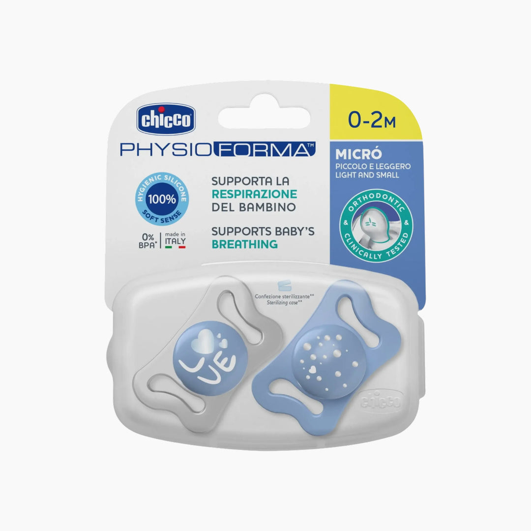Chicco Soother Micro Silicone 0- 2M 2Pcs Ac