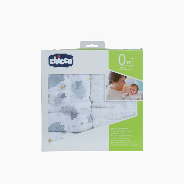 Chicco Swaddles Set 2Pcs Bear&amp;Grey Sheep