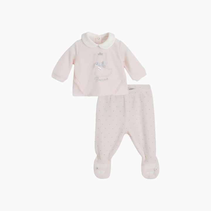 Chicco 2 Pcs Girls Light Pink Embellished Smock with Legging