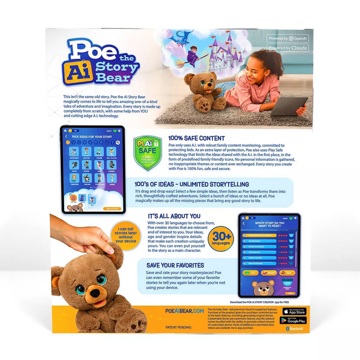 Sky Rocket Poe AI story bear stuffed animal