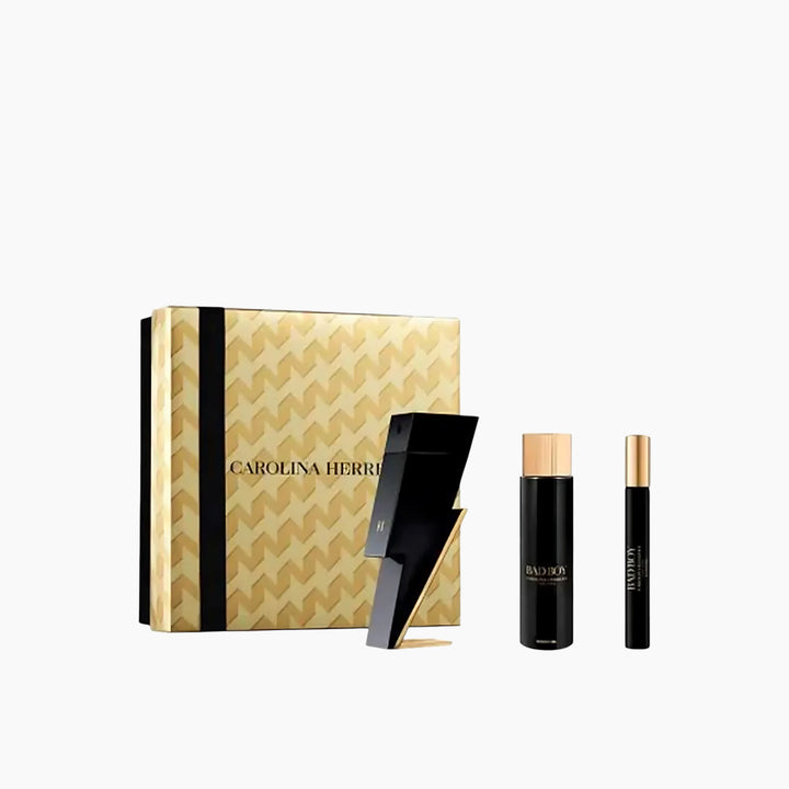 Carolina Herrera Bad Boy EDT 100Ml + EDT 10Ml + Shower Gel 100Ml Gift Set For Men - HUNA