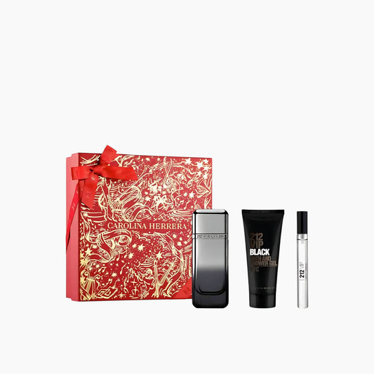 Carolina Herrera 212 VIP Black Elixir EDP 100Ml + EDP 10Ml + Shower Gel 100Ml Gift Set For Men