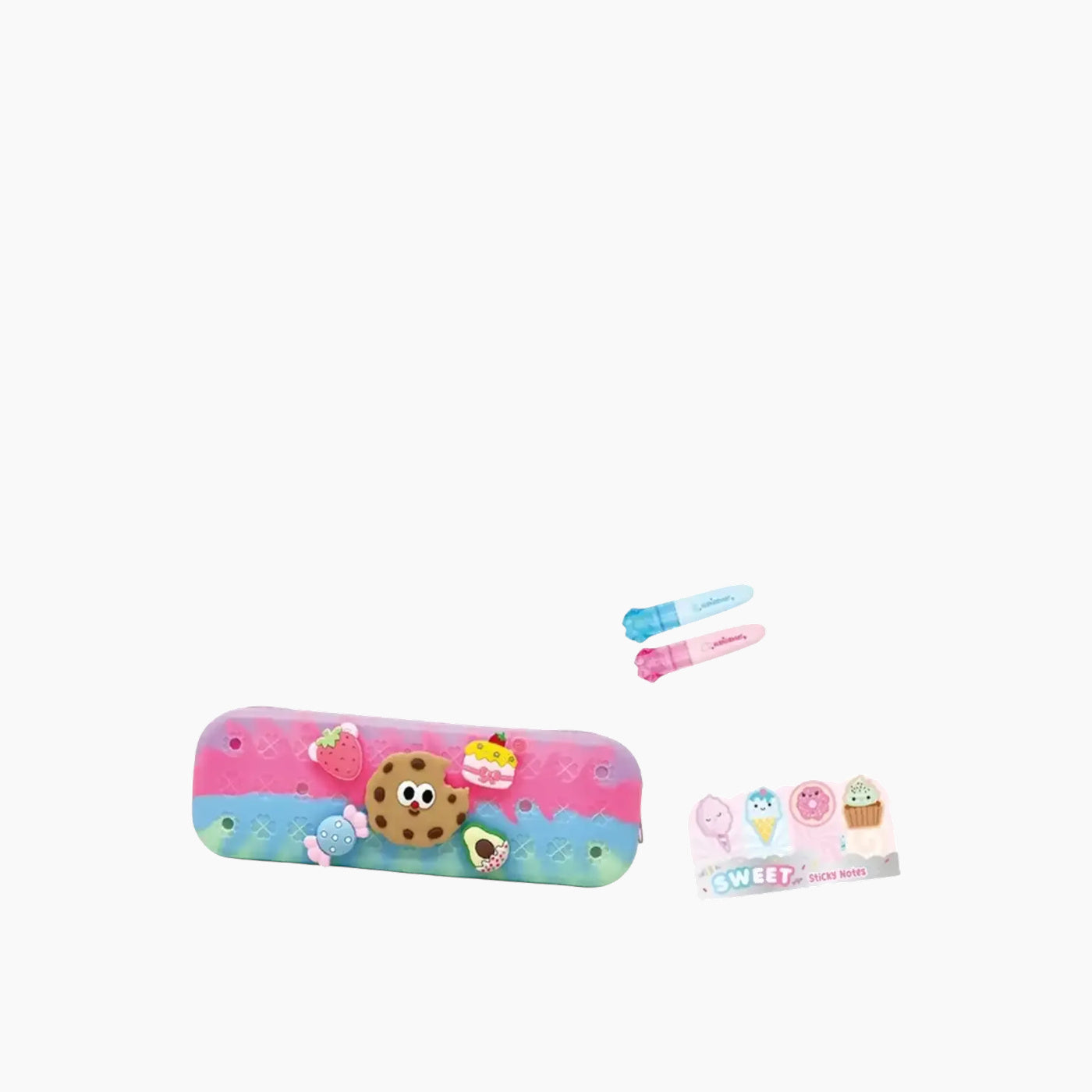 Hot Focus Charm Pencil Case with novelty charms and mini highlighters
