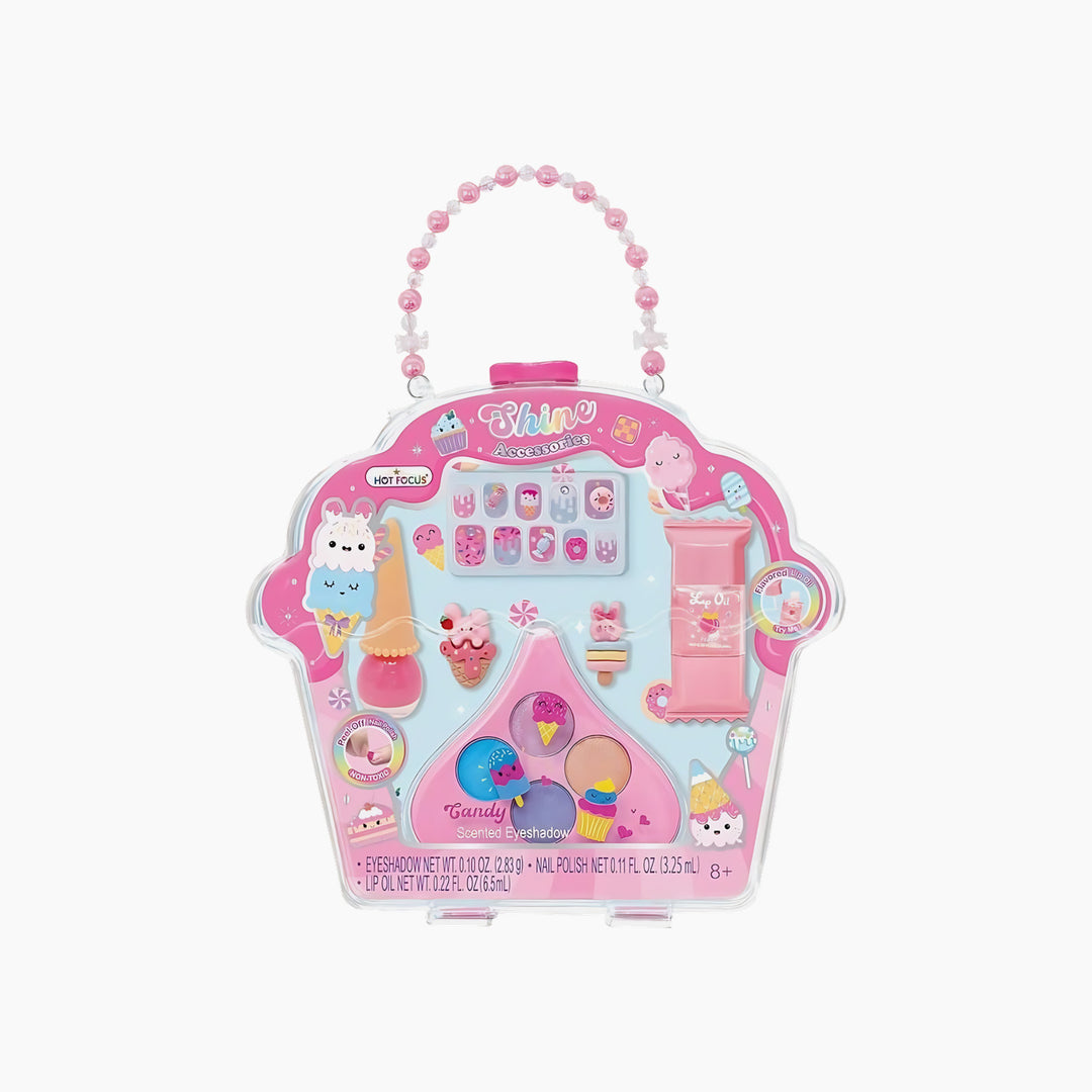 Hot Foucs Shine Accessories - Sweets beauty set with press-on nails and makeup