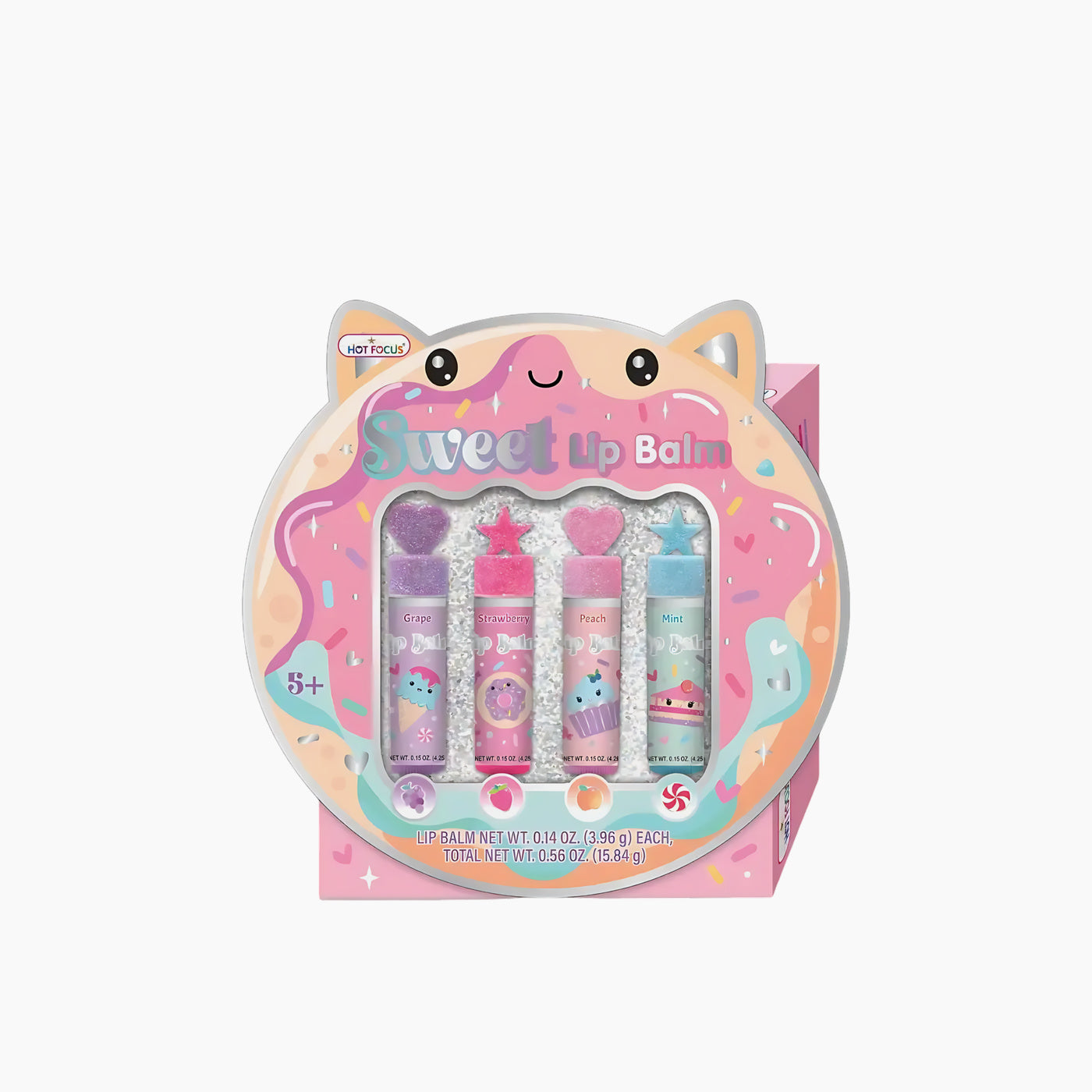 Hot Focus Sweet Lip Balm - Sweets kit with 4 scented critter lip balms