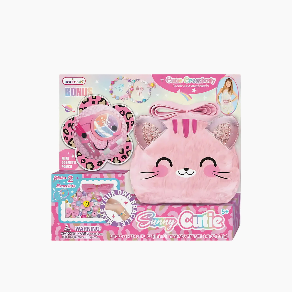 Hot Focus Sunny Cutie Caticorn makeup crossbody bag set