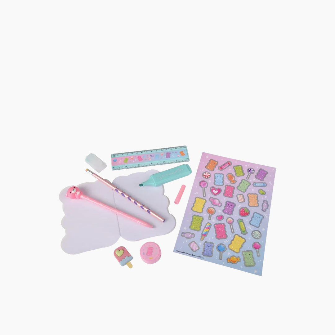 Hot Focus Gummy Bear writing portfolio with journal and writing tools