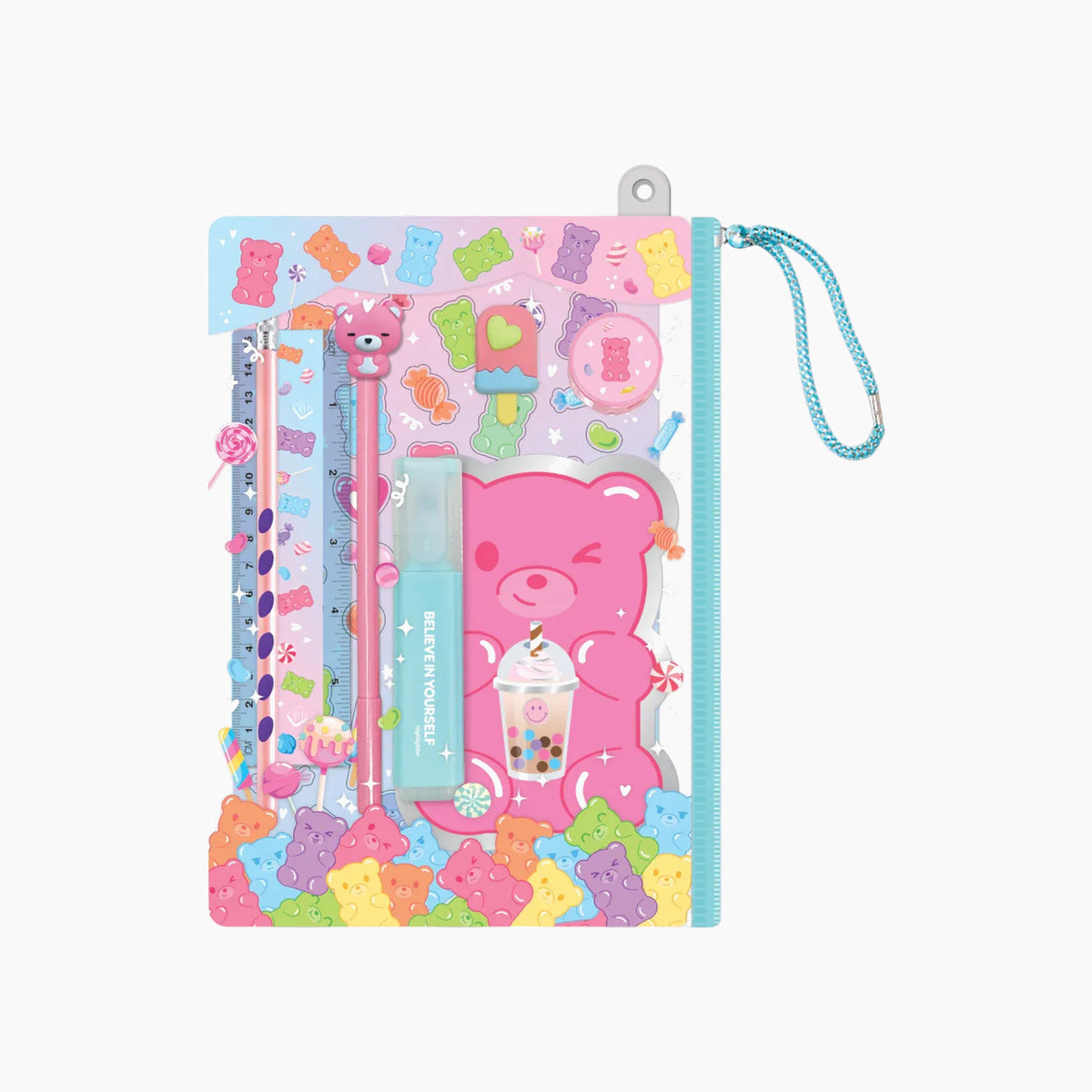 Hot Focus Gummy Bear writing portfolio with journal and writing tools