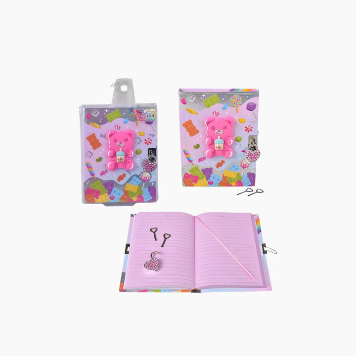 Hot Focus diary with lock and keys, candy-themed design