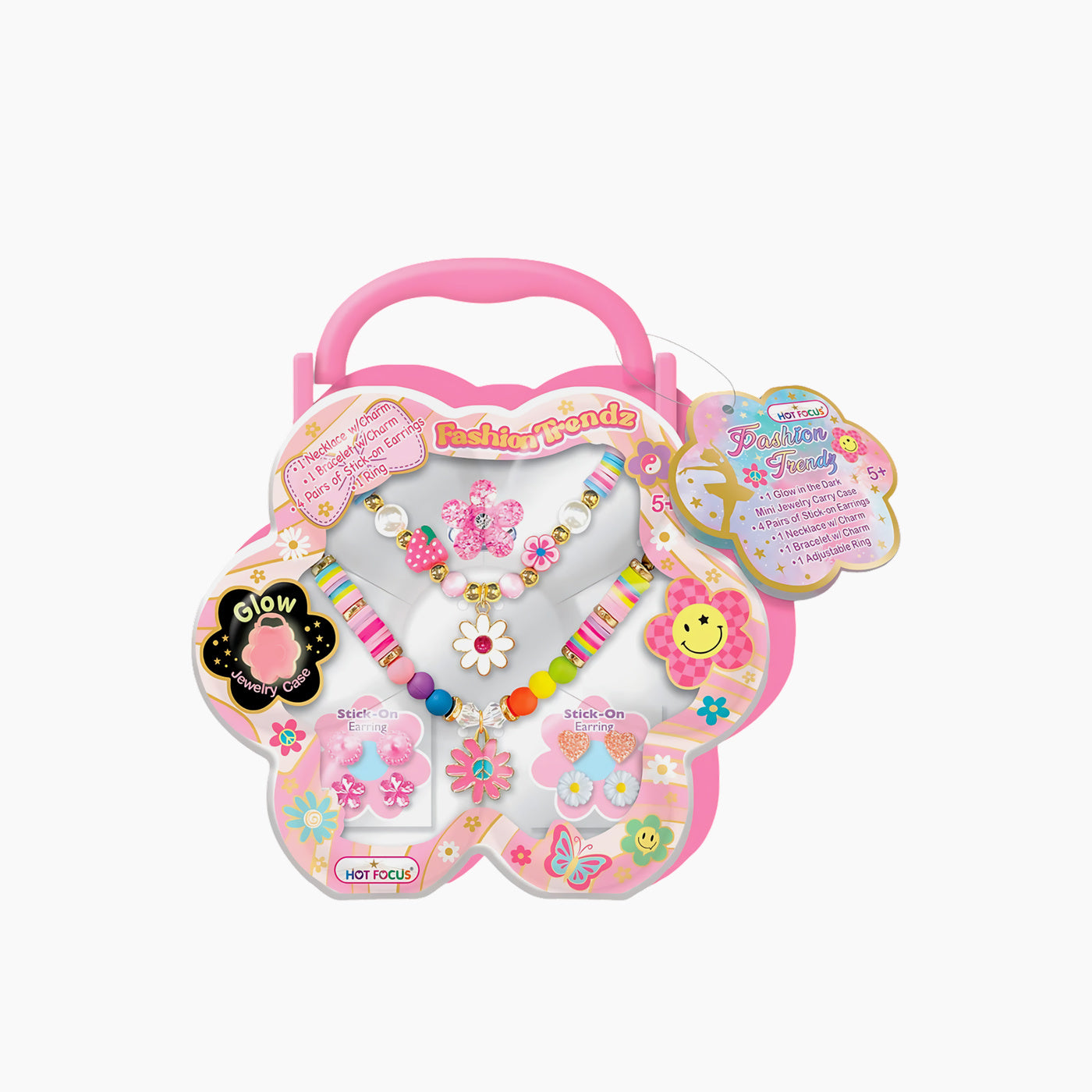 Jewelry accessory set in decorative box with Groovy Flower design