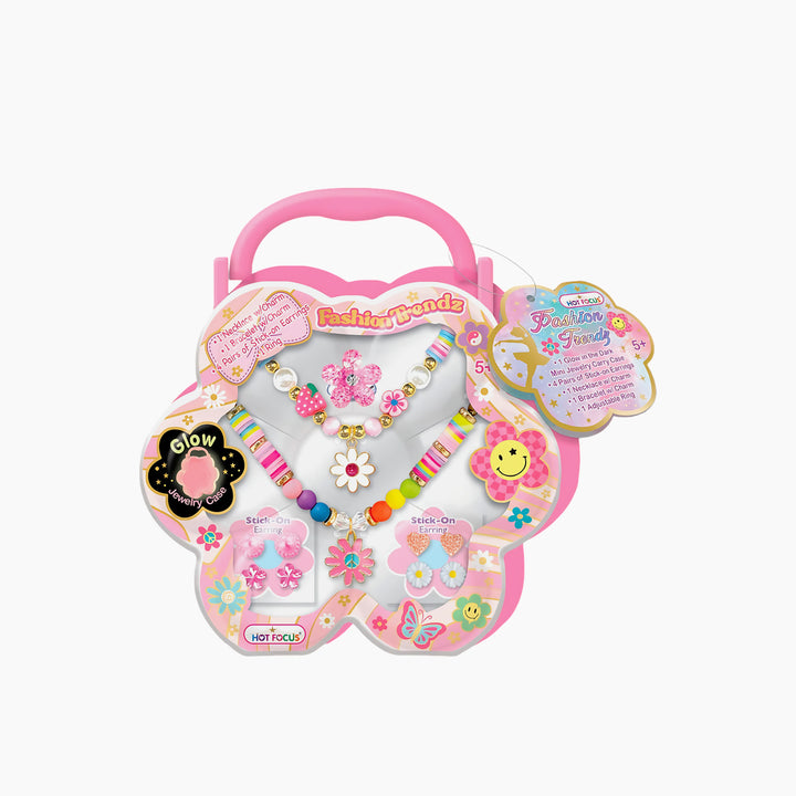 Jewelry accessory set in decorative box with Groovy Flower design