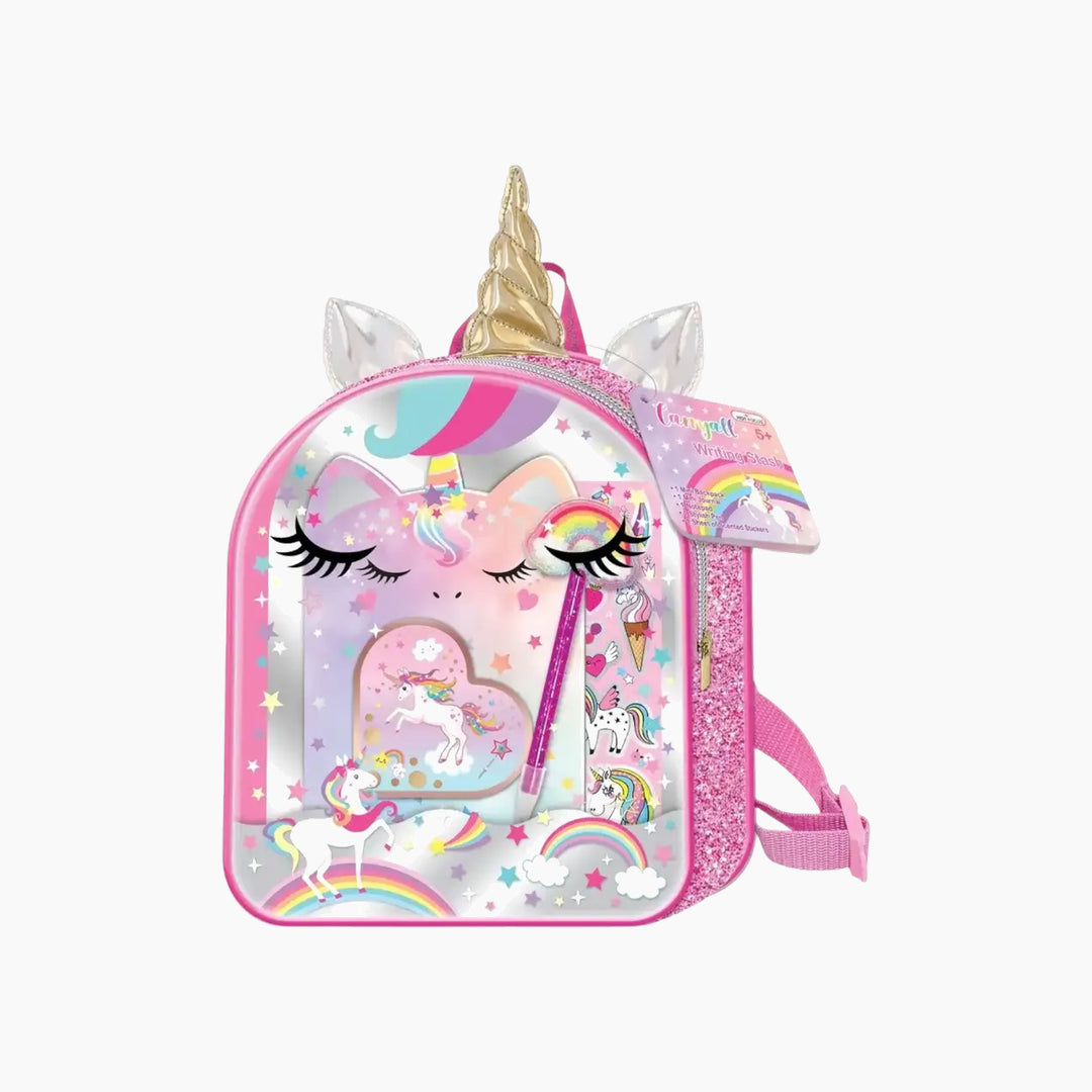 Hot Focus mini backpack writing stash with stickers, journal, pen, and notepad