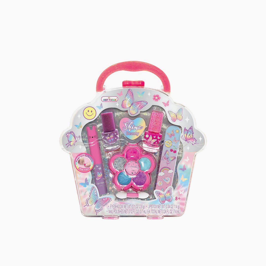 Tie dye butterfly nail makeover kit with quick-dry, scented polish