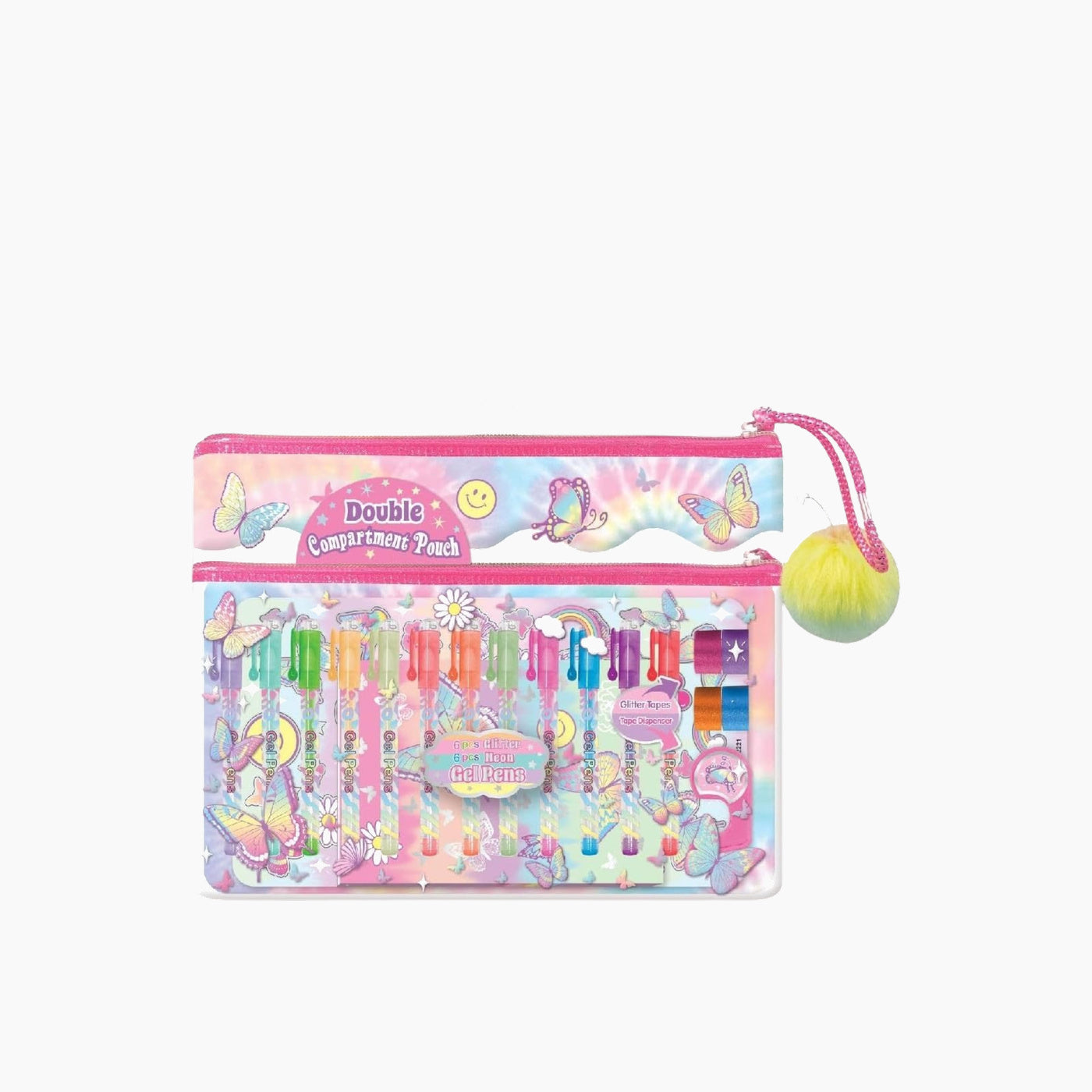 Hot Focus tie dye butterfly colored pencil set with case