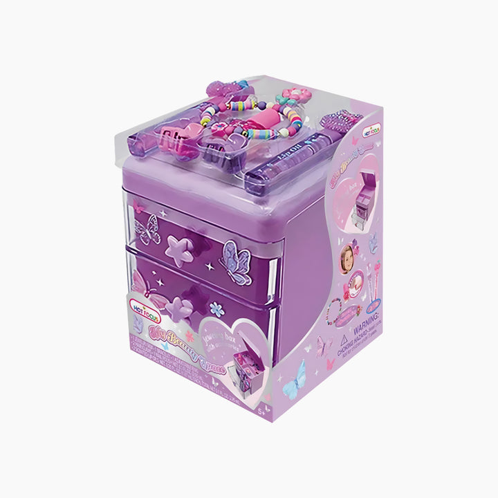 Hot Foucs My Beauty Space Critter jewelry box with two drawers and a top lid.