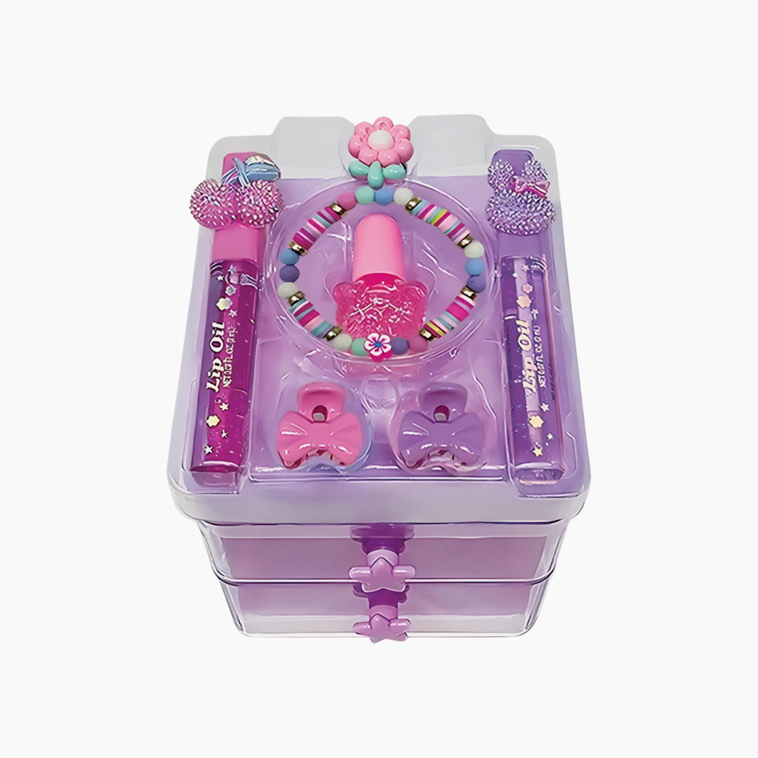 Hot Foucs My Beauty Space Critter jewelry box with two drawers and a top lid.